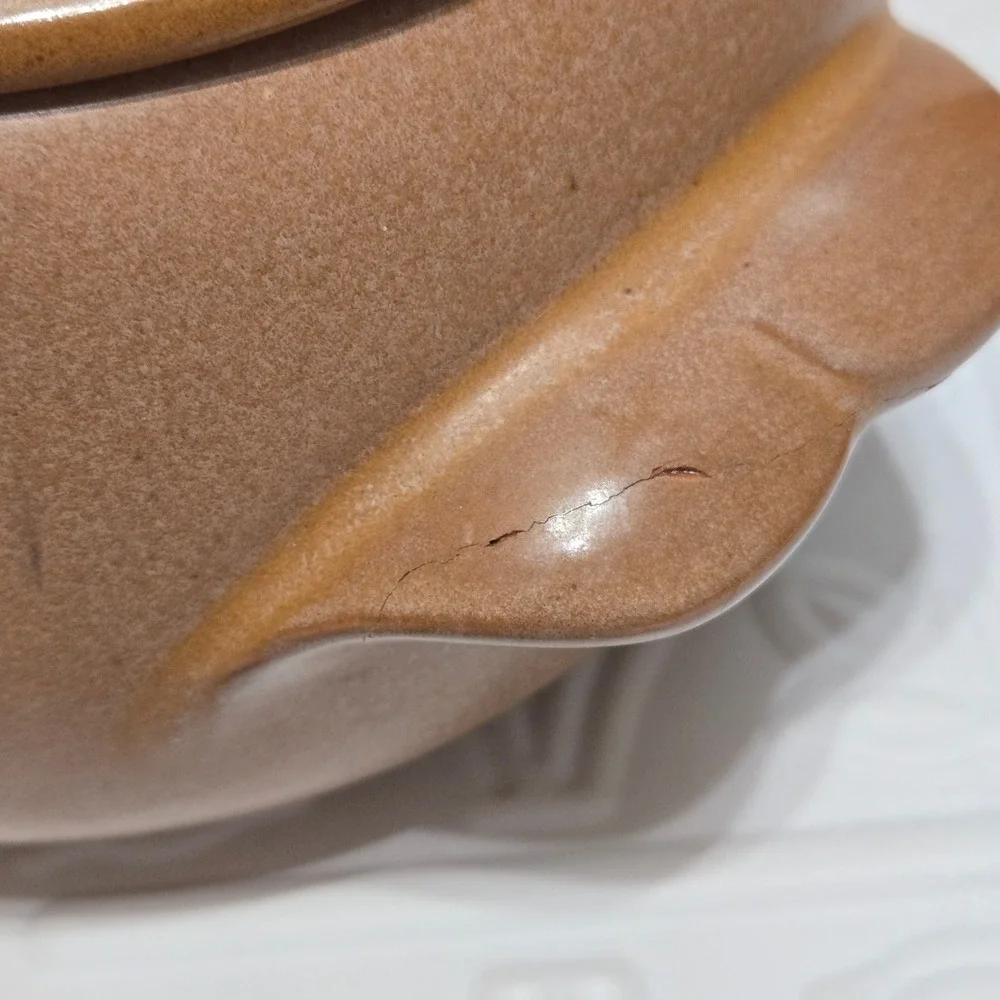 Frankoma Pottery Bean Pot Brown Tan 4V